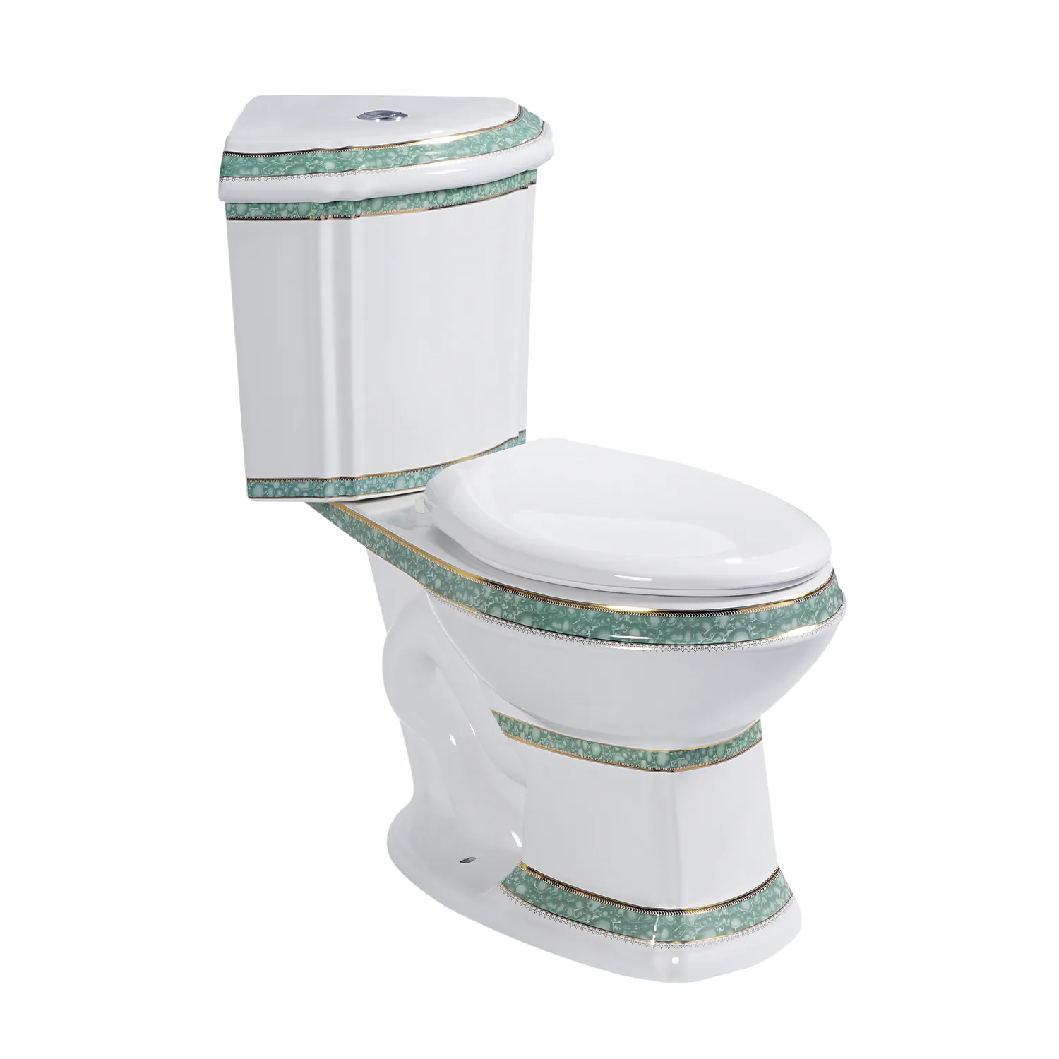 bathroom luxurious green and gold two piece corner toilet, MA-9939C